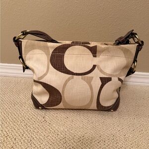 Coach Brown and Cream Shoulder Bag